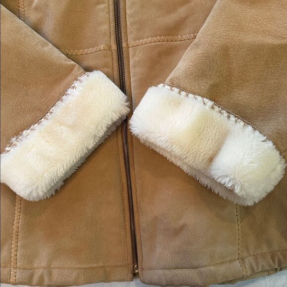 Marvin Richards Women's Genuine Leather Hooded Jacket Size M Faux Fur Lined Tan - Picture 7 of 15